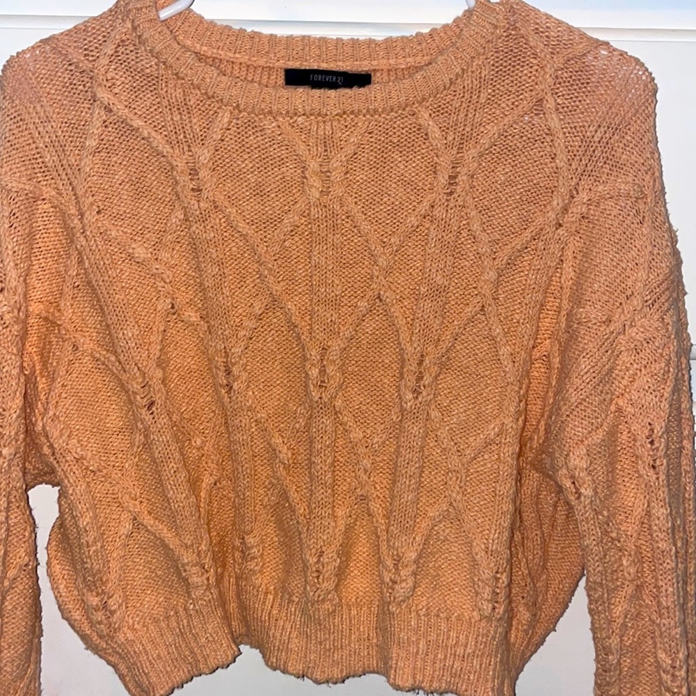Coral Crochet Crop Top sweater